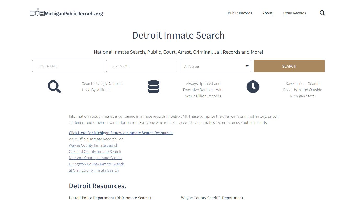 Detroit Inmate Search - DPD Current & Past Jail Records