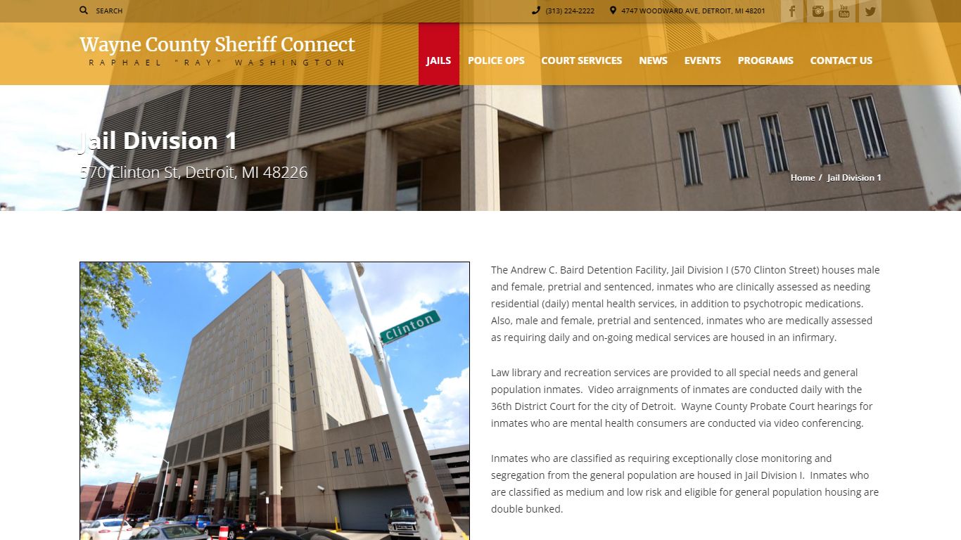 Jail Division 1 | Sheriff Connect – Wayne County Michigan